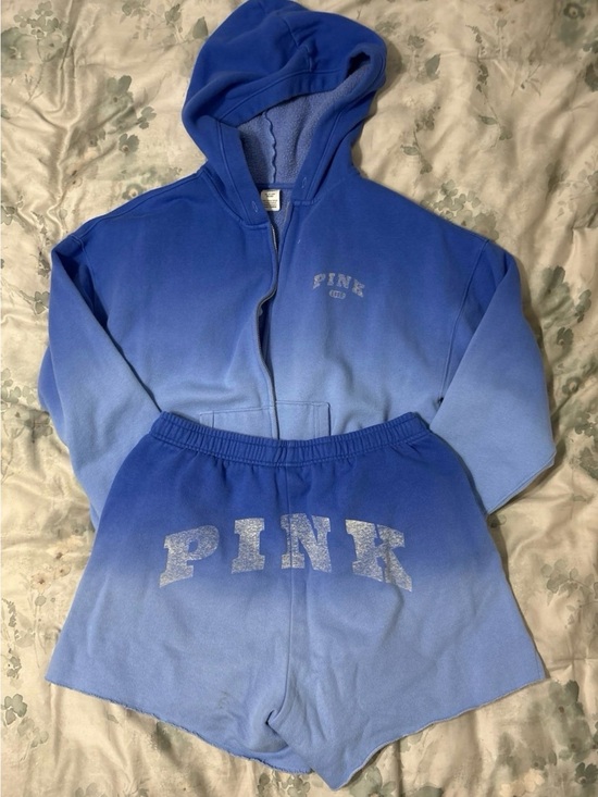 PINK Victoria's Secret Other - PINK Victoria's Secret Blue Ombre Hoodie & Shorts Set